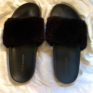 Furry Slide-on Shoes by Steve Madden